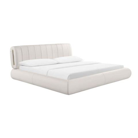 Karol Cream Vegan Leather Super King Bed By Furniture Edit | Ufurnish.com inside Karol Cream Vegan Leather Bench